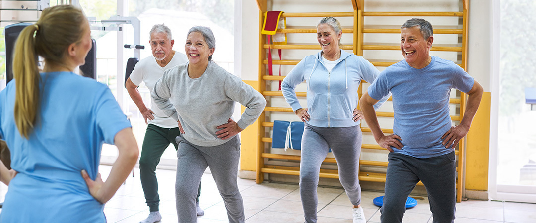 A group of people at a fitness class